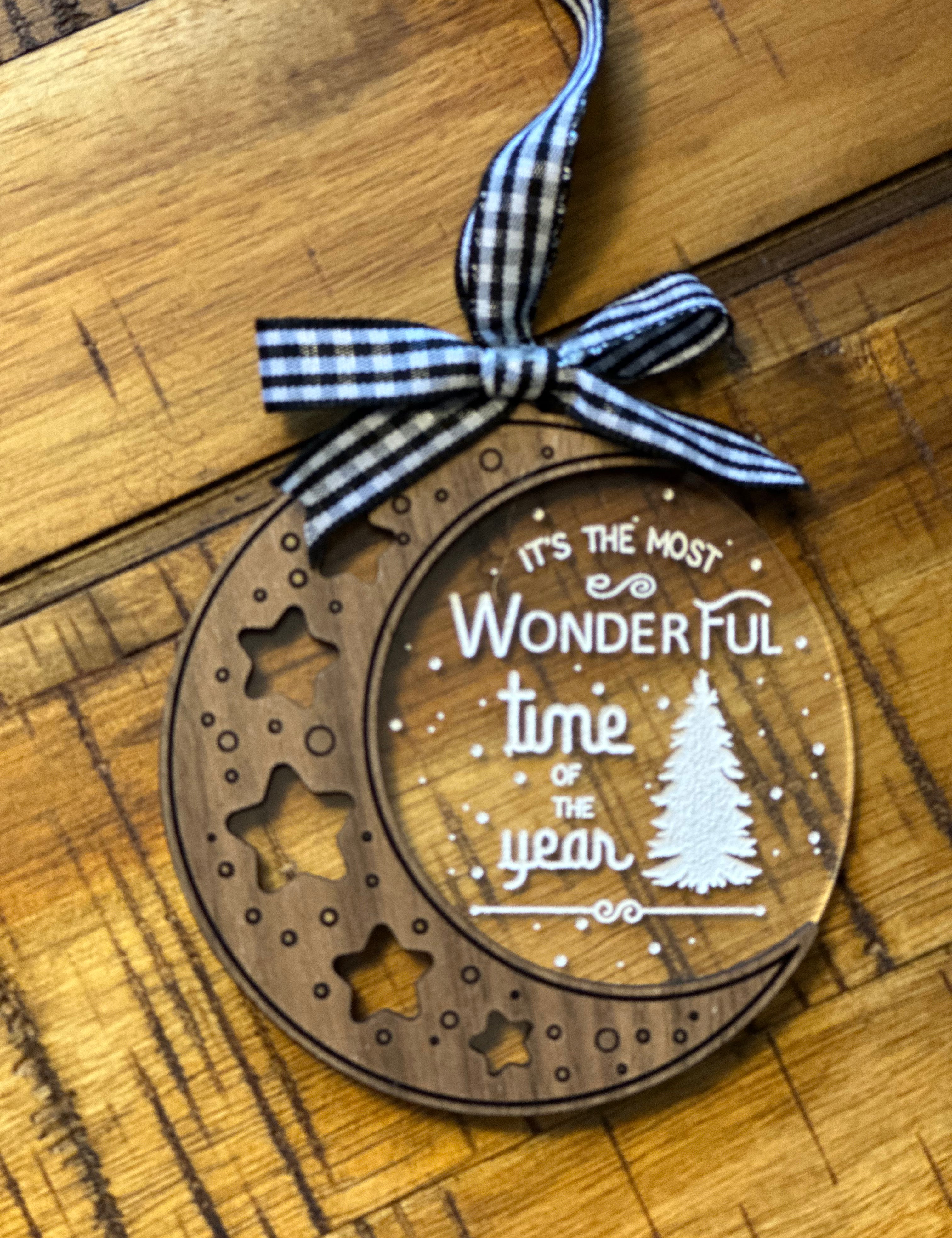 Acrylic + Wood Moon Ornament