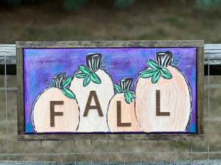 Fall 3D Wood and Textured Pumpkins Abstract Canvas Painting