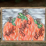 Thankful Grateful Blessed Pumpkin Abstract Canvas Painting