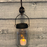 16oz Glass Mason Jar with Black Star Metal Lid-Hangable
