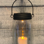 16oz Glass Mason Jar with Black Star Metal Lid-Hangable alternate view