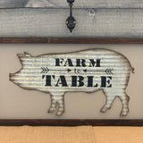 Farm to Table Galvanized Metal Pig and Wood Frame
