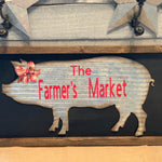 The Farmer's Market Galvanized Metal Pig and Wood Frame