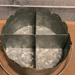 Galvanized Scalloped Metal Divider with Wood Handle show image of inside the container.