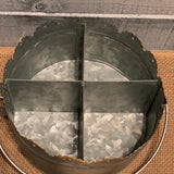 Galvanized Scalloped Metal Divider with Wood Handle show image of inside the container.