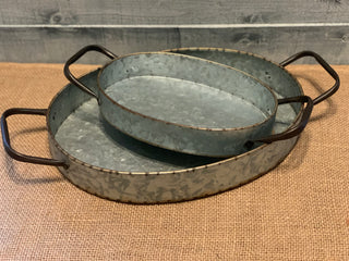 Galvanized Metal Oval Tray