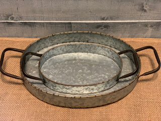 Galvanized Metal Oval Tray