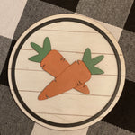 This is the 5" round shiplap 3D carrot sign.