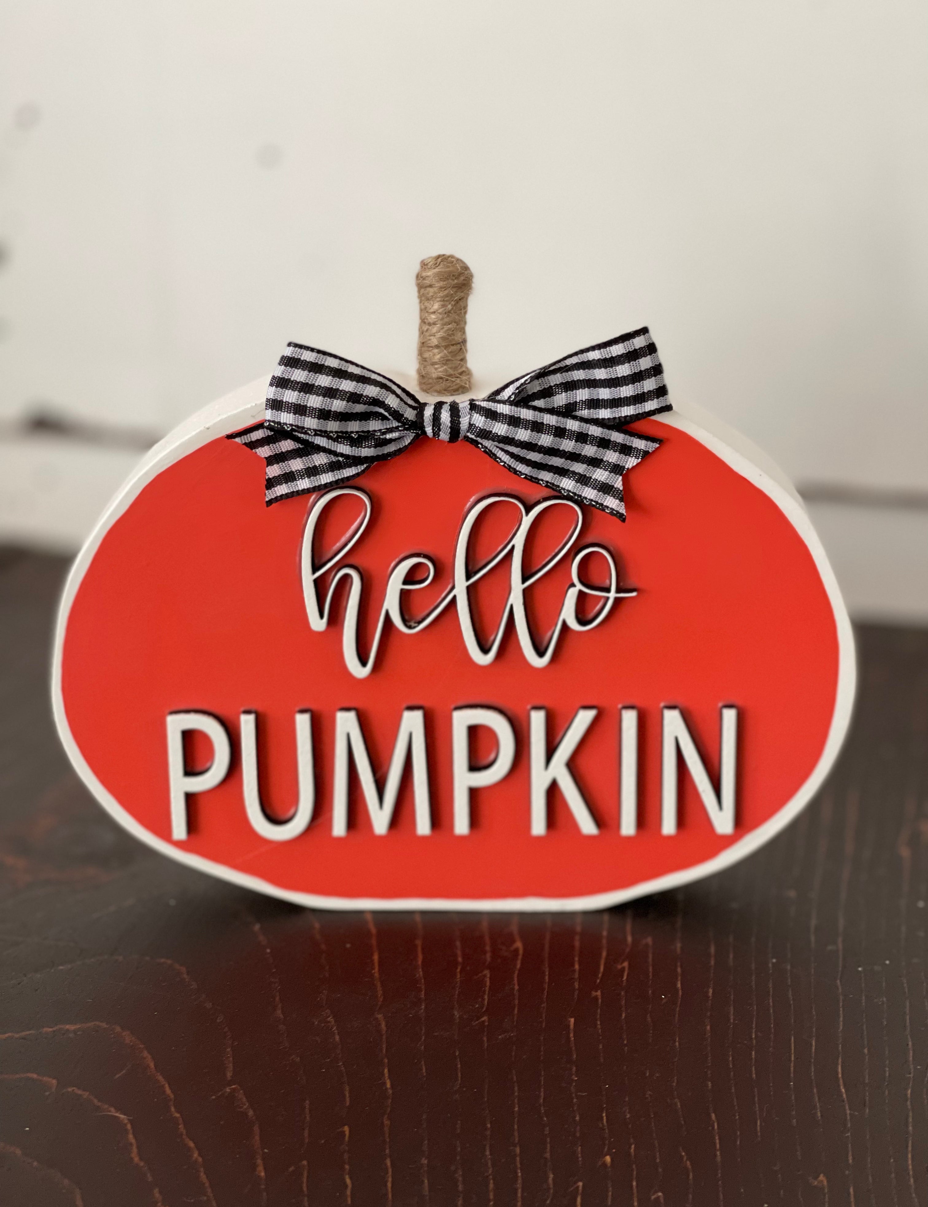 This image shows the hello pumpkin standing up front view.