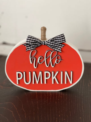 This image shows the hello pumpkin standing up front view.