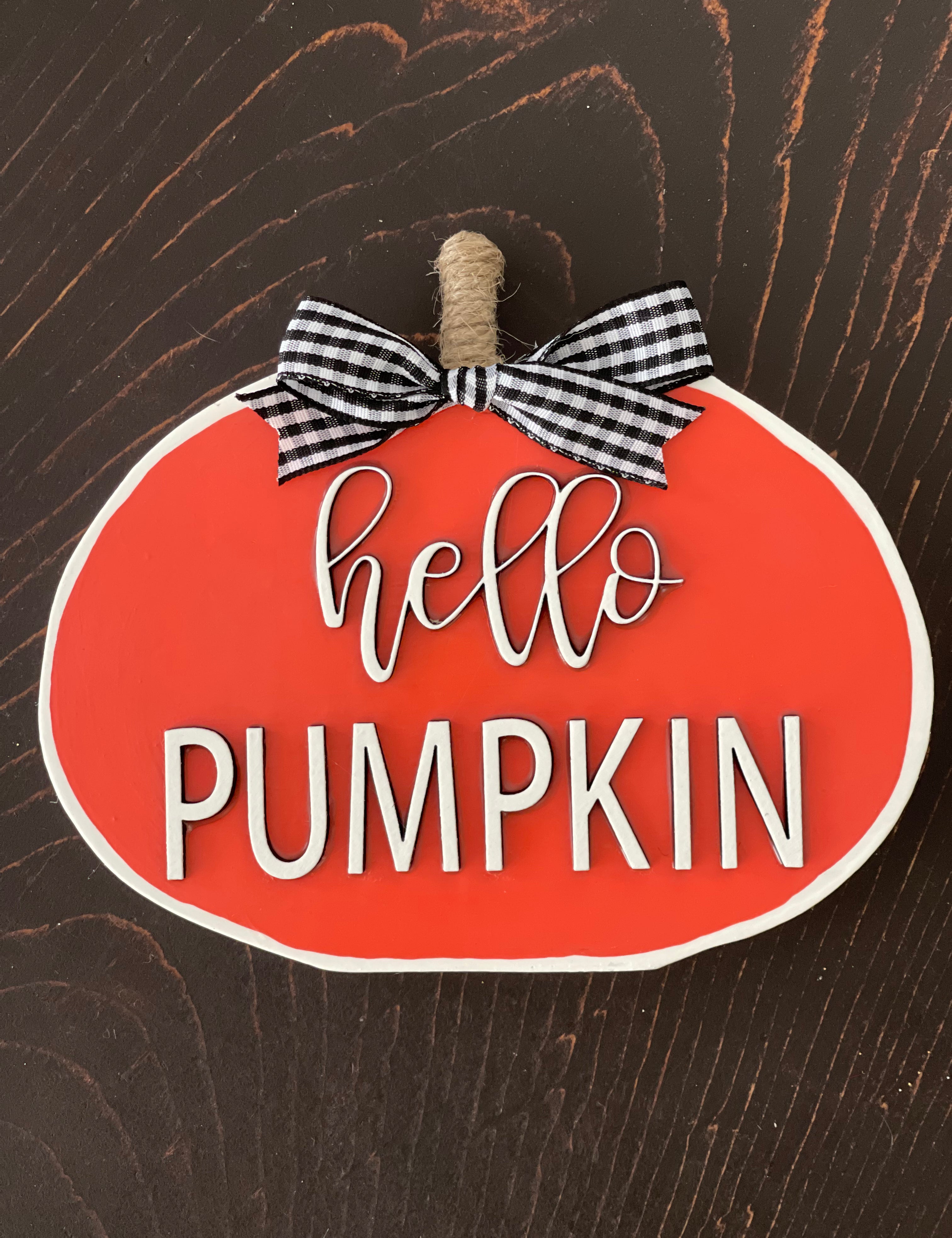 This image shows the Hello Pumpkin displayed on a table.