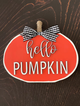 This image shows the Hello Pumpkin displayed on a table.