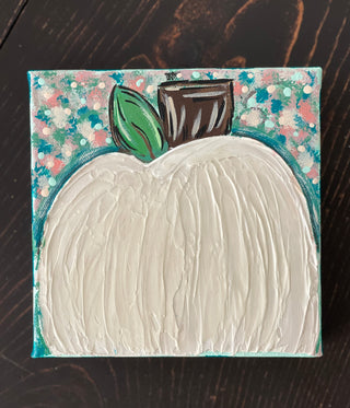 This image shows the teal pumpkin.