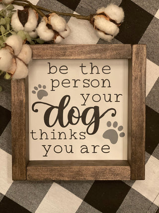 This image shows the sign on a table.
