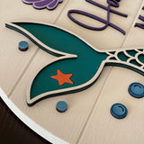 This image shows a close up of the 3D mermaid tail and bubles.