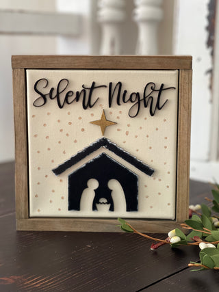 Silent Night Canvas Sign