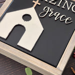 This image shows the signs 3D cutouts up close.