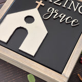 This image shows the signs 3D cutouts up close.