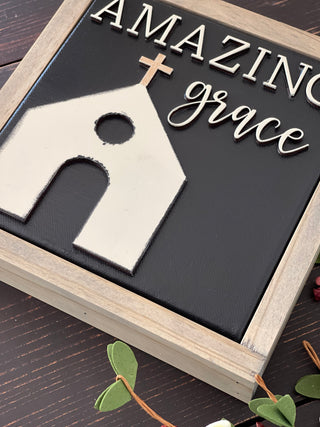 This image shows the signs 3D cutouts up close.