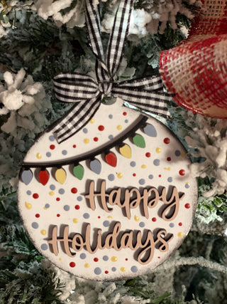 This ornament is displayed on a tree.