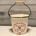 Vintage farmhouse country living metal pail alternate view