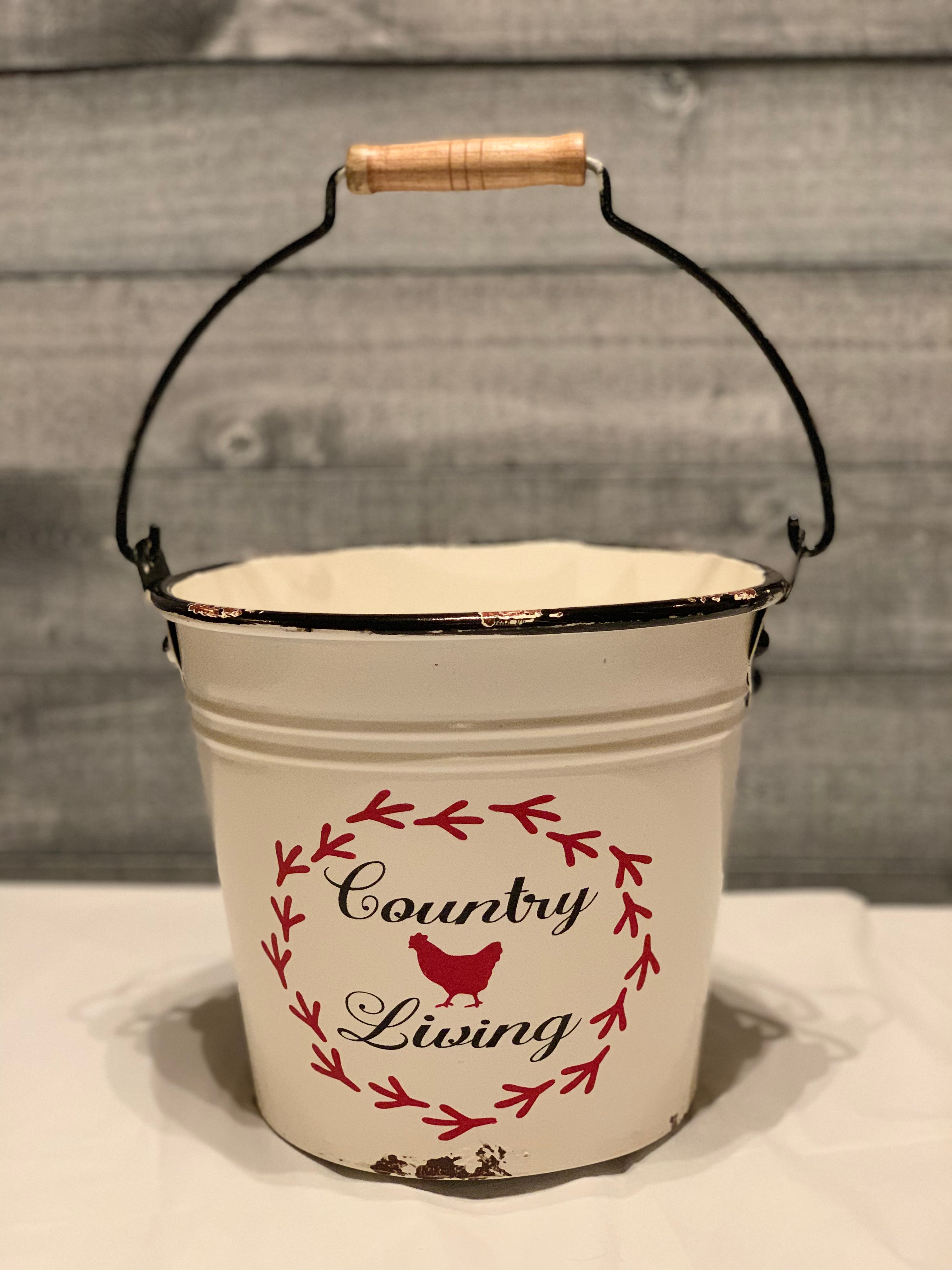 Vintage farmhouse country living metal pail