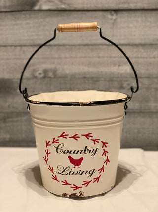 Vintage farmhouse country living metal pail