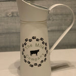 Vintage White Milk Pitcher displaying The Milk Company on the side