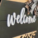 This image show a close up of the 3D welcome cutout.