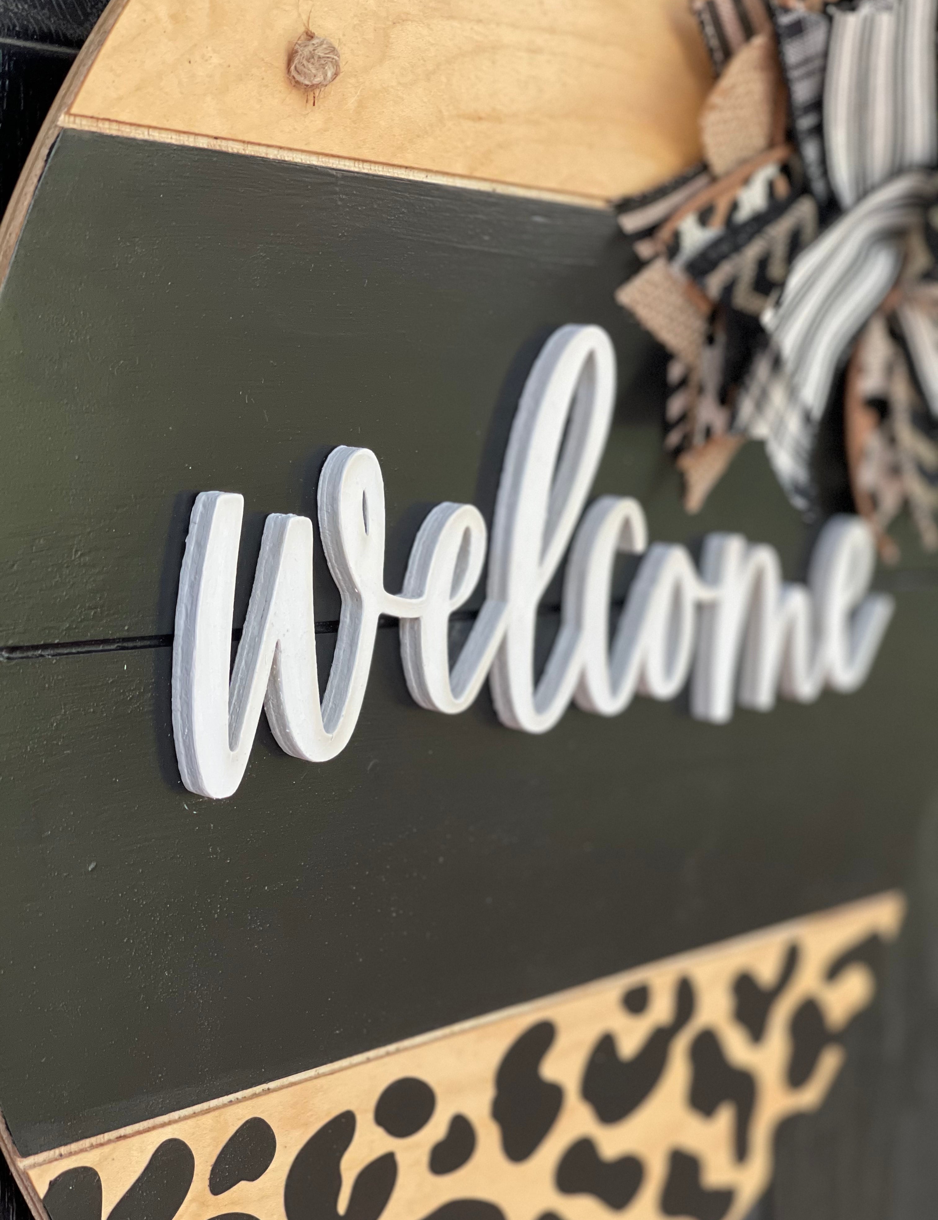 This image show a close up of the 3D welcome cutout.