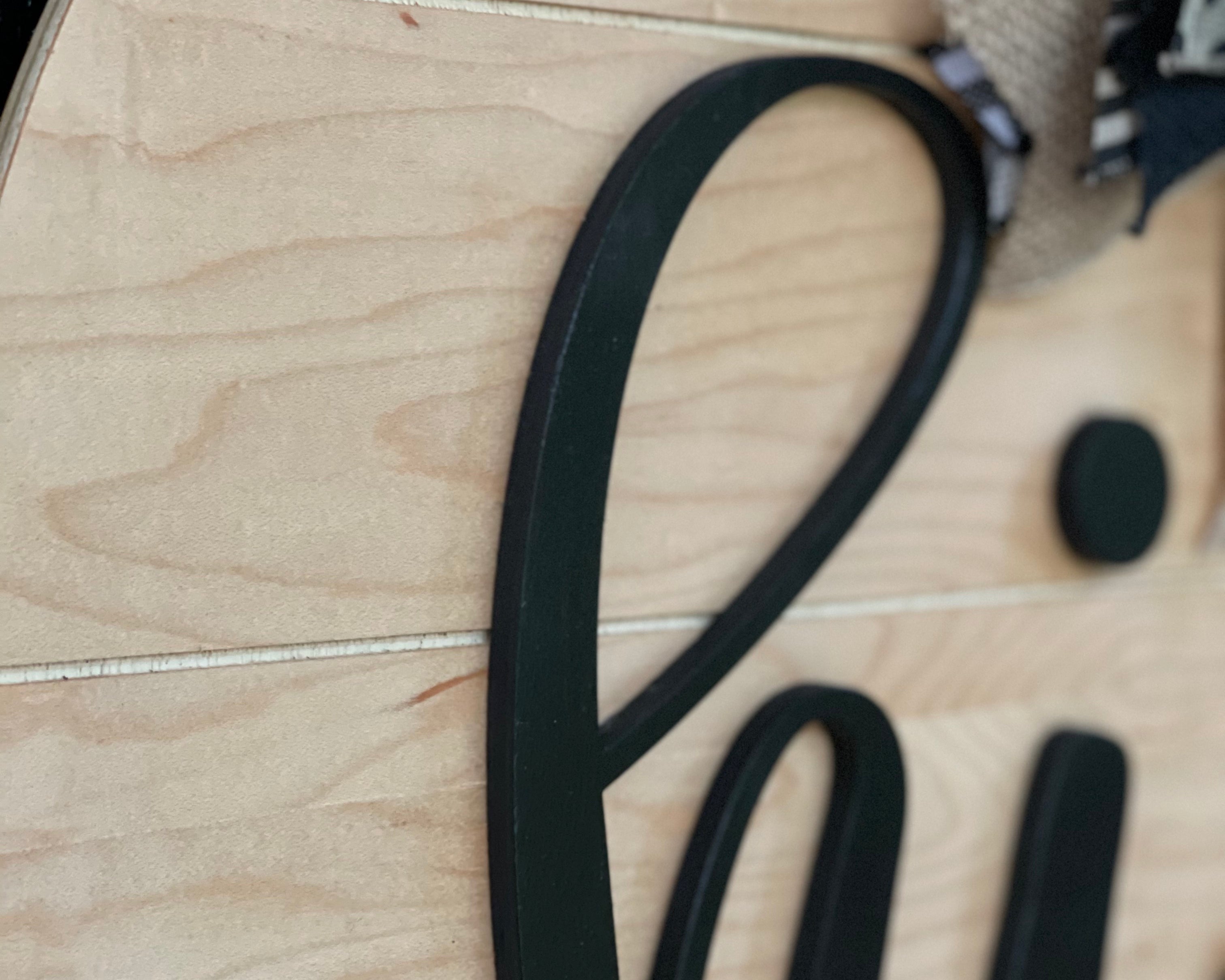 This shows a close up of the 3D lettering and shiplap cuts. 