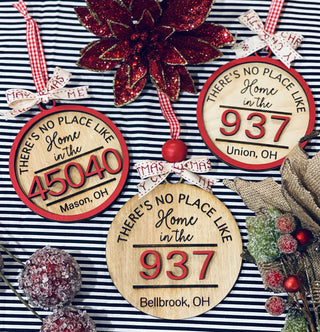 This image shows both small area code and zip code ornaments along with the large area code ornament. 