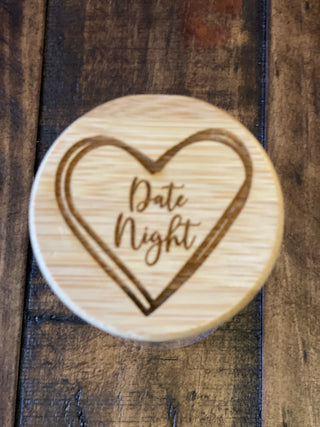 This image shows the close up of the laser engraved bamboo lid.