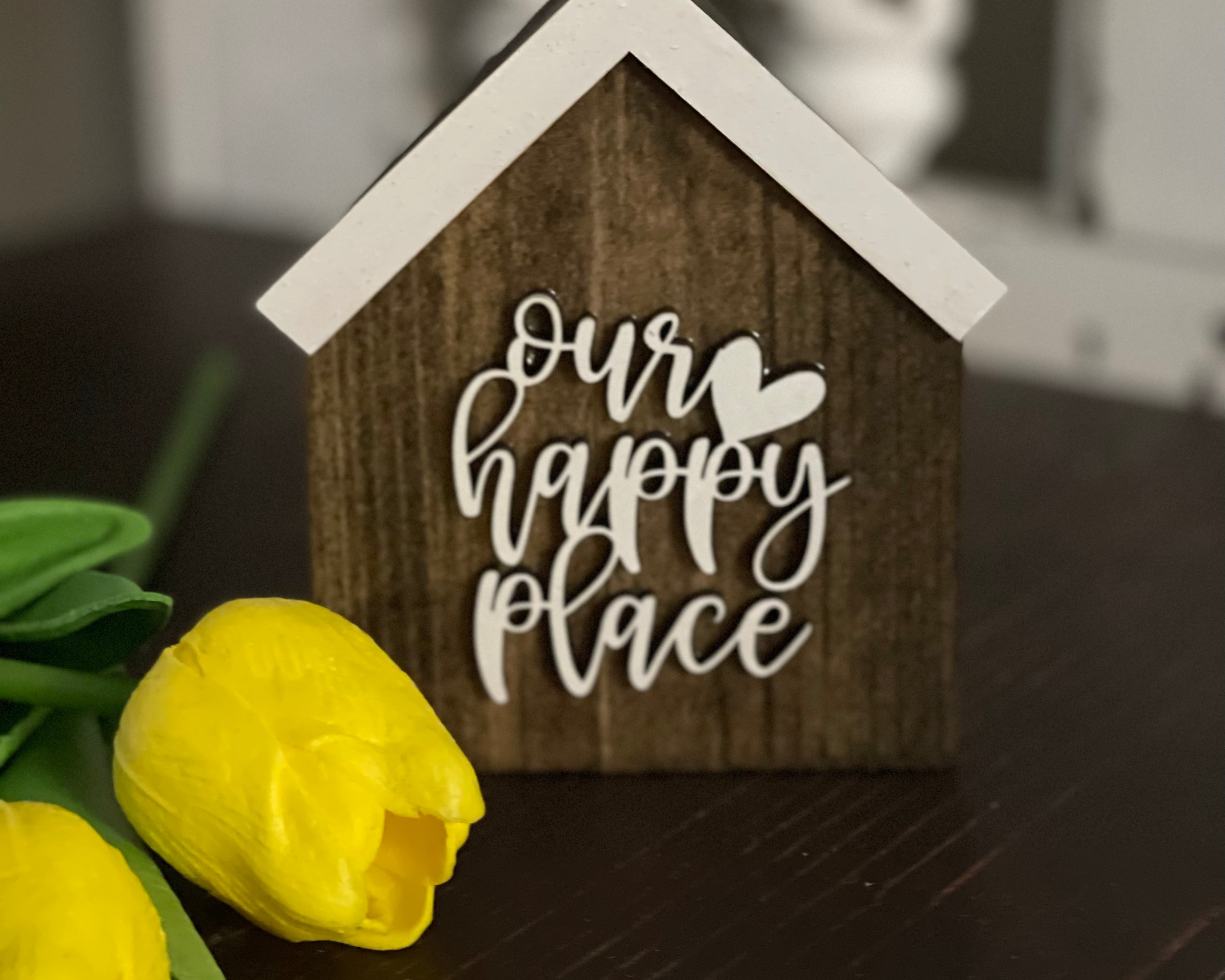 This image shows the stained Our Happy Place.