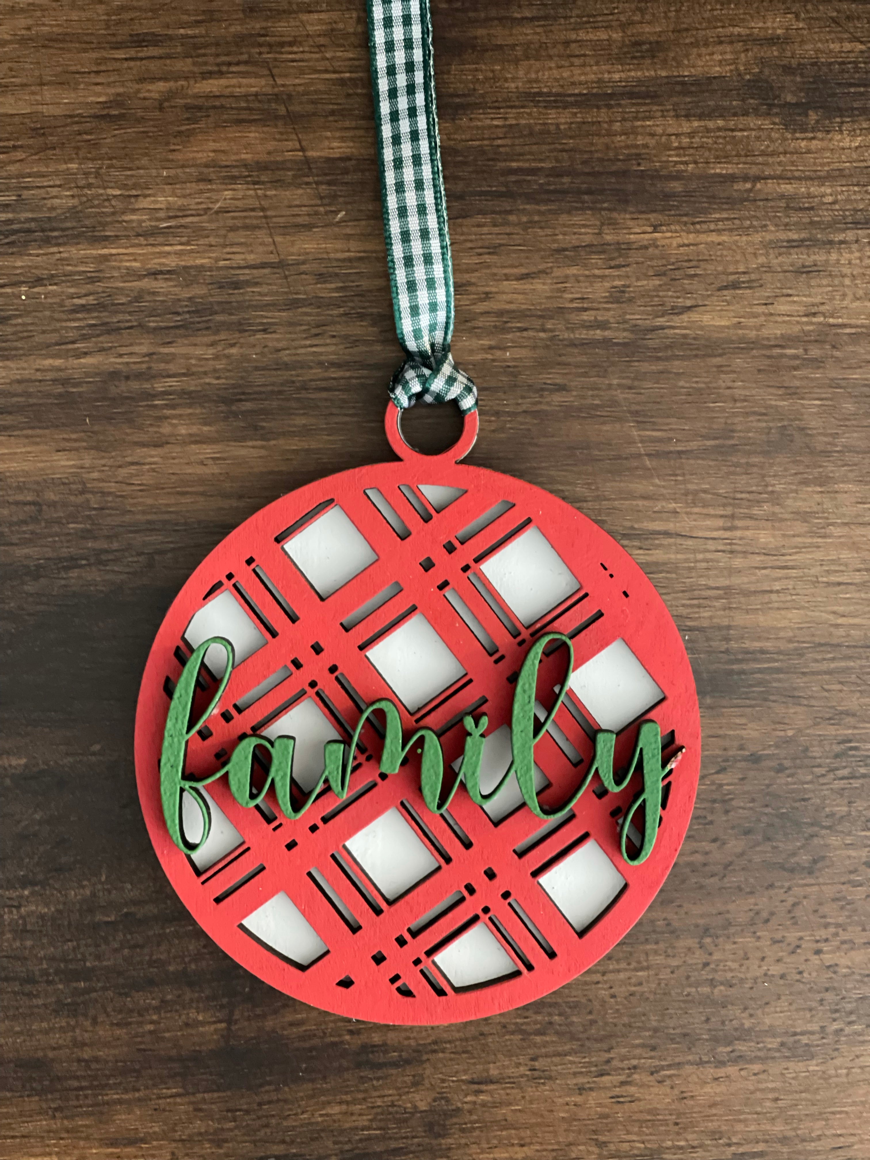 This is the red plaid ornament without a twine bow.