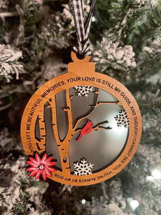 This image shows the ornament hanging on the tree.