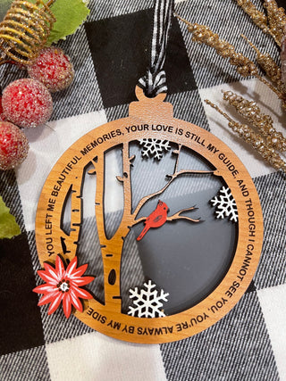 This engraved and hand painted wood ornament is the perfect gift for those who've lost a loved one.