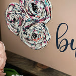 This image shows a close up of the floral design
