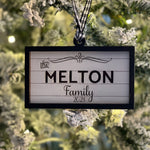 This laser engraved family last name ornament is engraved on a shiplap background with the year 2021 added.  Choose to add a year, est date or leave blank.  Perfect for any gift or as an added embellishment on any package. 