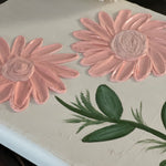 This image shows a close up of the floral design. 