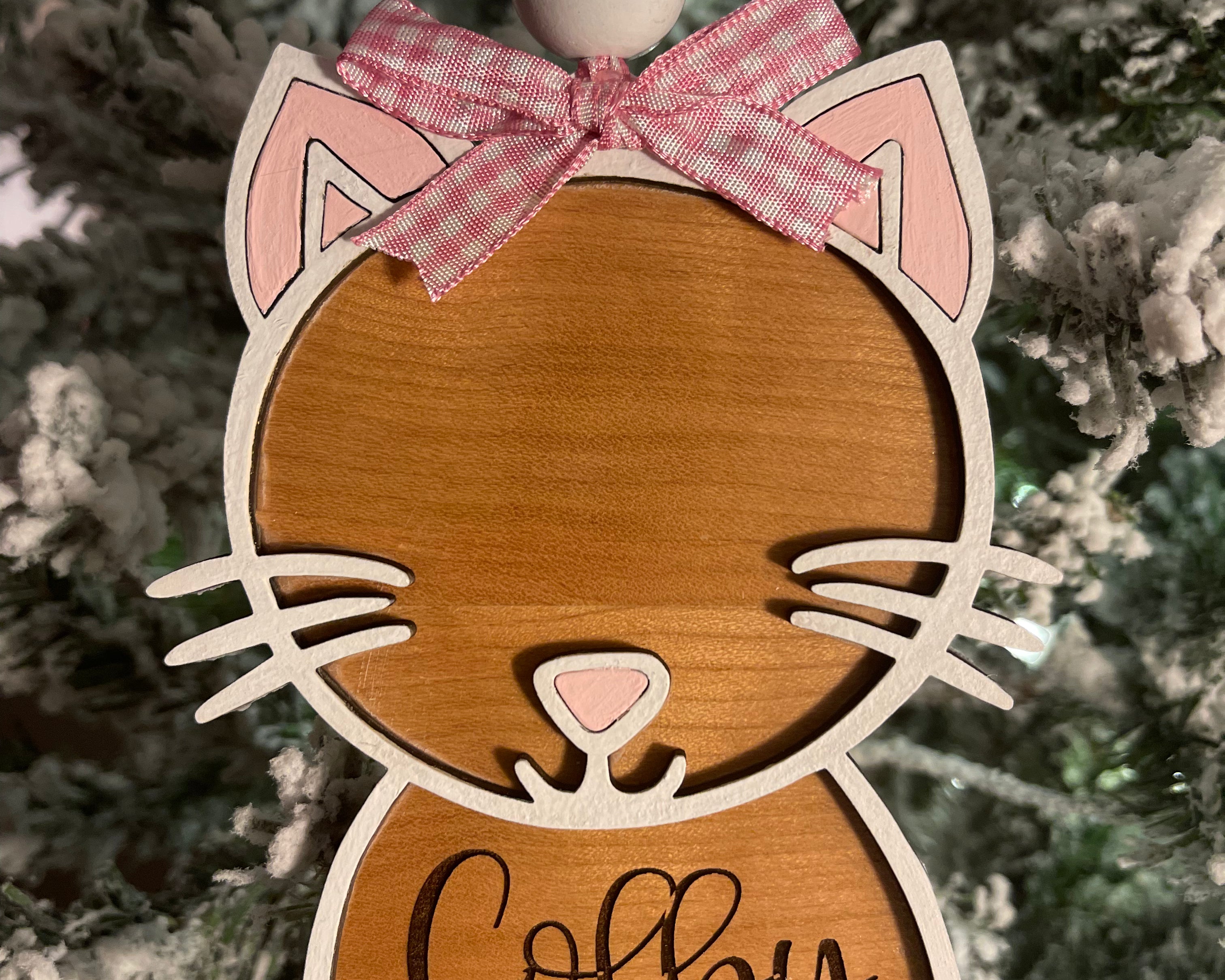 This is the cat ornament with an engraved name.