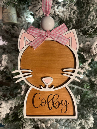 This is the cat ornament with an engraved name.