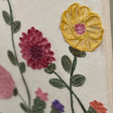 This image shows a close up of the textured flowers.