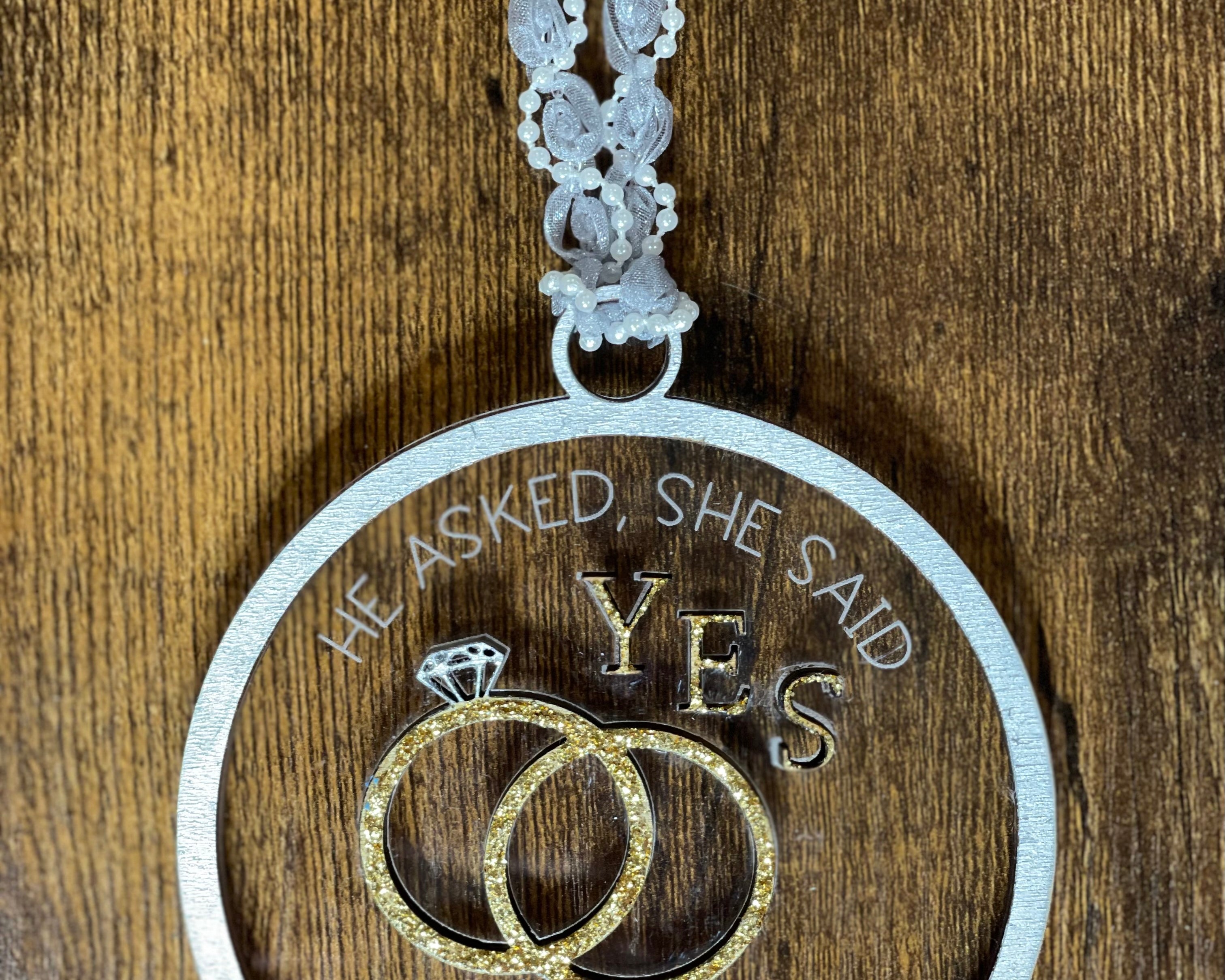 Engagement/ Wedding Acrylic And Wood Ornament