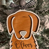 This is the dog ornament with an engraved name.