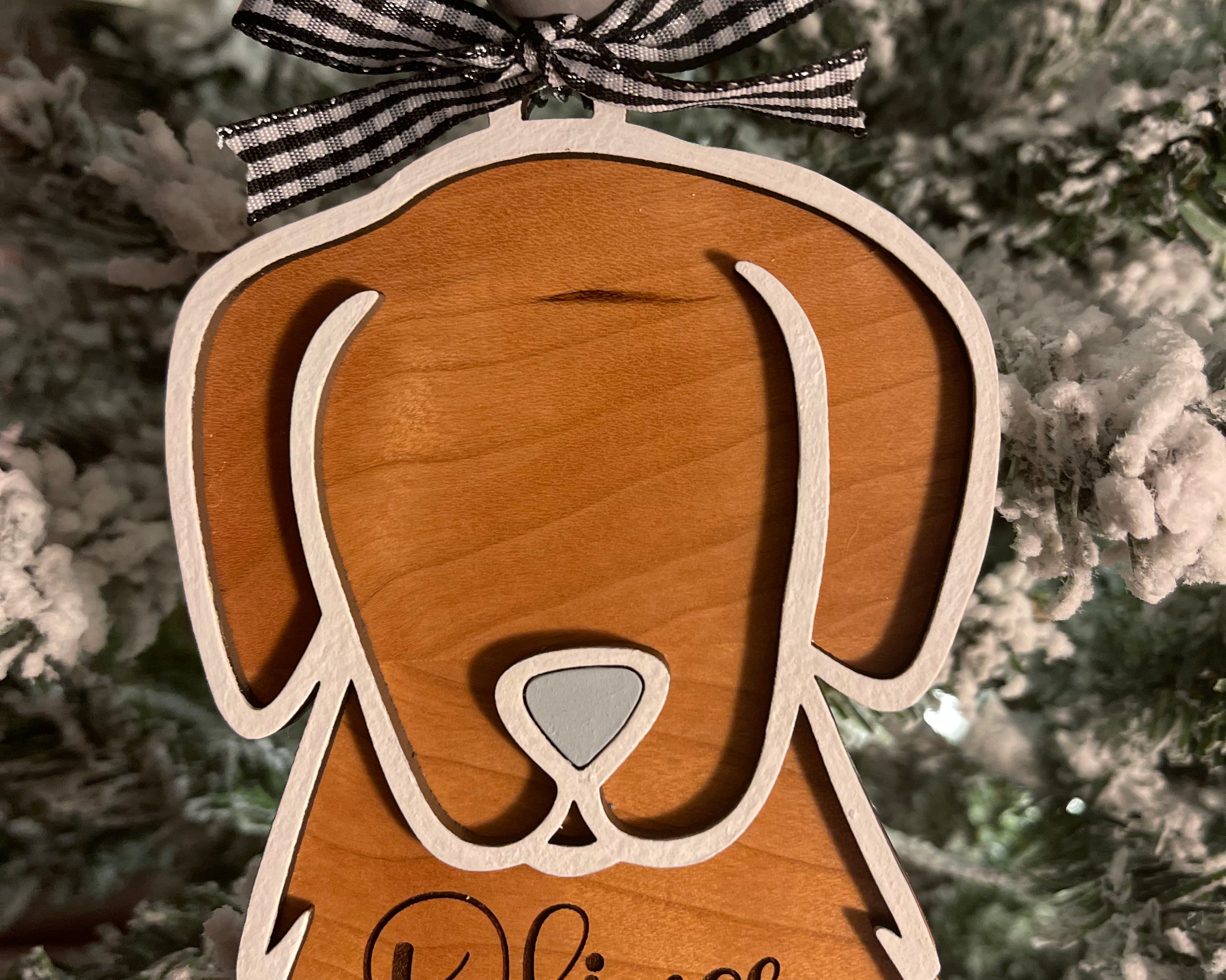 This is the dog ornament with an engraved name.