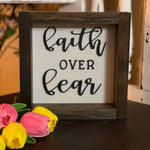 Faith over fear is a 3D wood lettered sign that is perfect for all who need encouragement.  