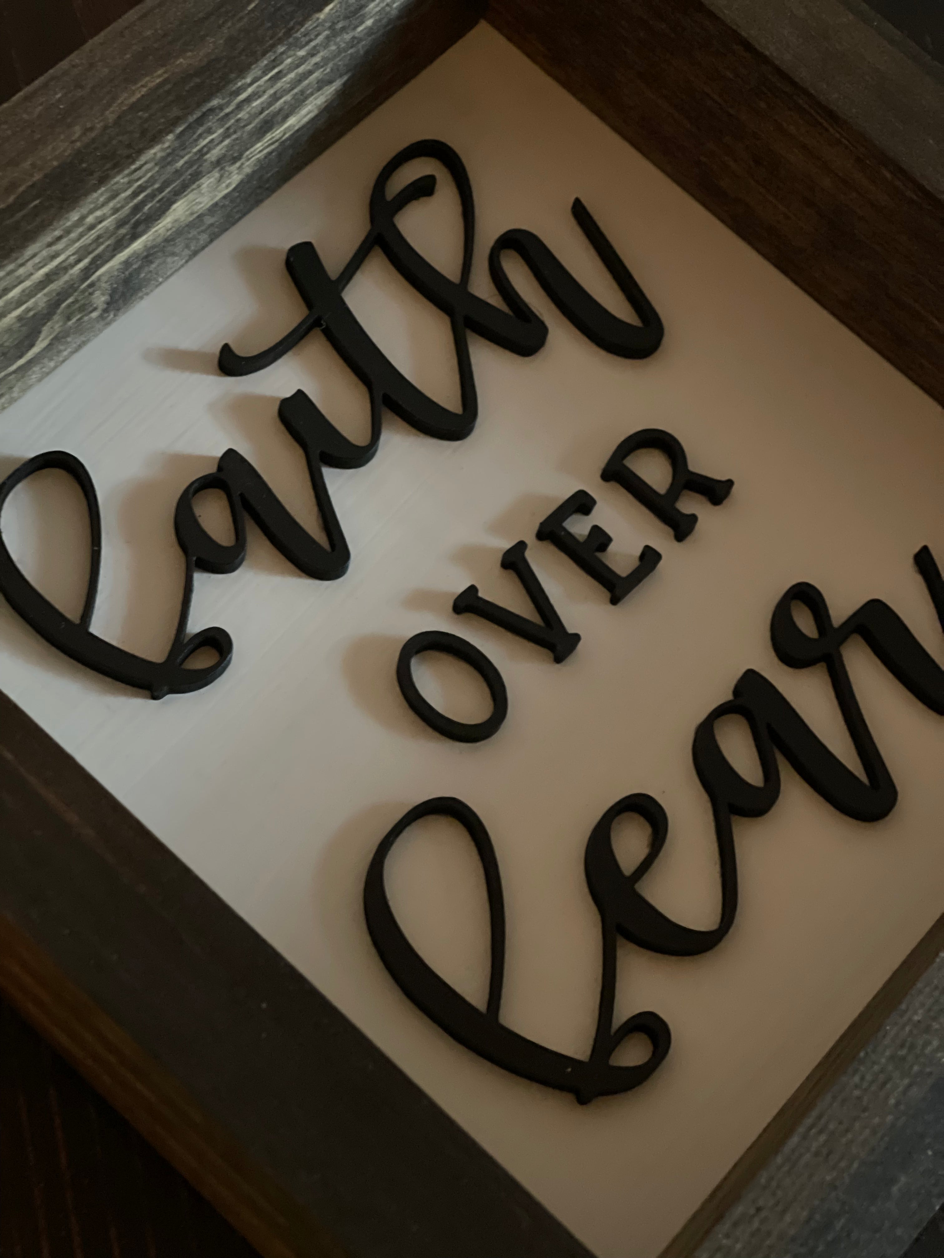 This image shows the 3D lettering up close.