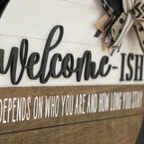 This image shows a close up of the 3D wood cutouts and hand painted lettering.